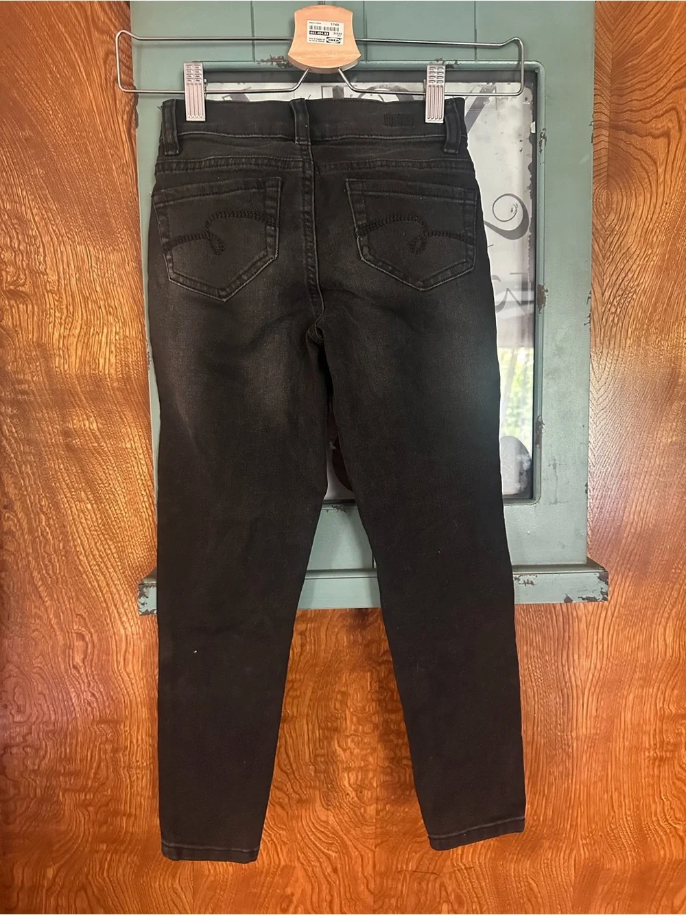 High-Rise Black Girl’s Jeans with Button Fly